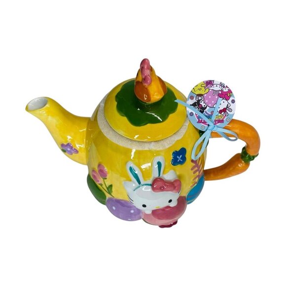 Blue Sky Clayworks Hello Kitty Easter Bunny Carrot Eggs Spring Teapot Garden - Picture 2 of 9